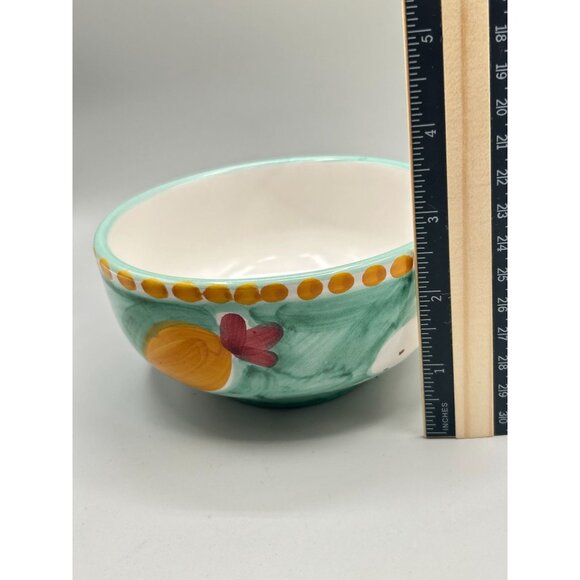 Hand Painted Solimene White Rabbit Cereal Soup Bowl Vietri Italy Mint Green - Picture 11 of 12